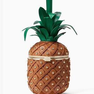 Kate Spade 3d Brown Pineapple Handbag with Green Accents